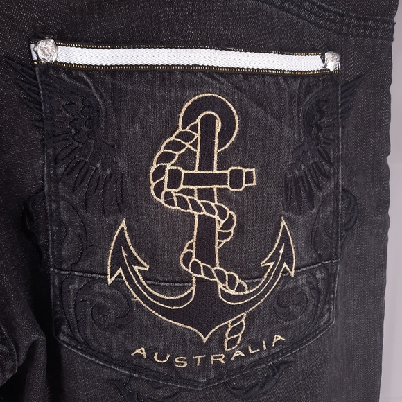 Coogi Australia Jeans Men's 42 x 35 Black Anchor Hip Hop Baggy Urban Embroidered - Picture 12 of 16